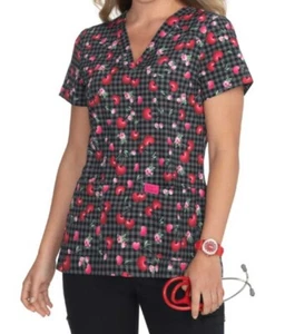 Betsey Johnson Koi Bell Women’s Scrub Top Mon Cheri - Picture 1 of 12