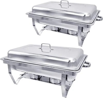 Chafing Dish x 2 Speisenwärmer Edelstahl Warmhaltebehälter Wärmebehälter Set - Bild 1 von 4
