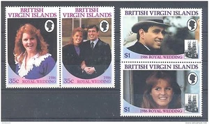 virgin islands ca 1986 vierges Prince Andrew and Sarah Ferguson royalty 2x2v mnh - Picture 1 of 1