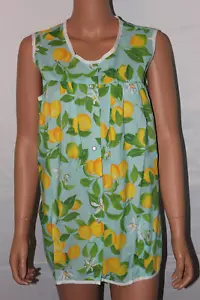 NEW – EASY ESSENTIALS SNAP FRONT SMOCK COBBLER APRON BLUE WITH LEMONS MED & LG - Picture 1 of 5