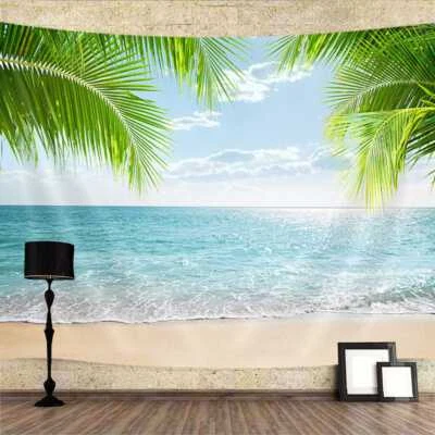 Ocean Wave Beach Extra Large Tapestry Wall Hanging Art Nature Background Fabric - Image 1 of 4