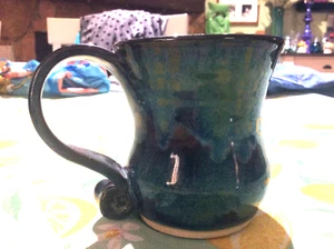 Tazza da tè caffè crock ceramica smaltata a goccia gres blu cobalto blu #2213 - Foto 1 di 9