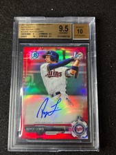 ROYCE LEWIS BGS 9.5 2017 BOWMAN CHROME DRAFT PROSPECT TRUE RED REFRACTOR AUTO /5