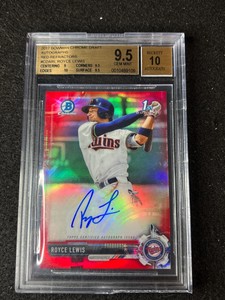 ROYCE LEWIS BGS 9.5 2017 BOWMAN CHROME DRAFT PROSPECT TRUE RED REFRACTOR AUTO /5