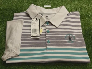 Camisa polo de golf Adidas Ultimate365 a rayas para hombre C.C. Logo Gris/Verde Extra Grande - Imagen 1 de 2