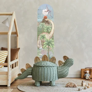 Dino World Height Chart Personalised Name option Kids Wall Stickers - Foto 1 di 5