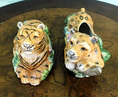 Crema y azúcar de cerámica Sakura Tiger & Leopard Foto 1 de 4