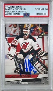 Martin Brodeur signed auto 1992 Fleer RC #357 New Jersey Devils PSA GEM Mint 10 - Picture 1 of 2