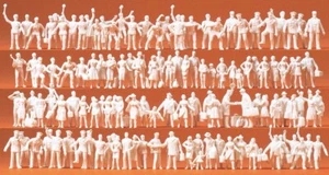 PREISER figurine non dipinte 1:87 personale ferroviario e viaggiatori 120 figurine H0 16325 - Foto 1 di 2