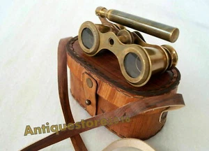 LOT OF 5 PCS BRASS BINOCULAR NAUTICAL ANTIQUE STYLE BINOCULAR WITH LEATHER BOX - Imagen 1 de 2