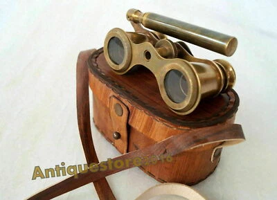 Lot De 5 Pcs Jumelles Nautiques En Laiton Style Antique Avec Boîte En Cuir - Photo 1/2
