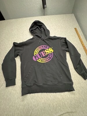 Guess Originals Los Angeles Hoodie Sz Med Black Purple Yellow Guess Stencil Logo - Image 1 of 4