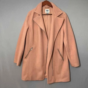 Old Navy Pea Coat Womens Large Pink Zippered Collared Preppy Modern Outerwear - Picture 1 of 7