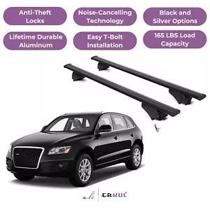ERKUL Roof Rack Cross Bars for Audi Q5 / SQ5 2018-2025 with Flush Rails - Black - Picture 1 of 7