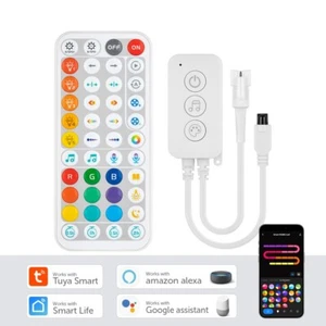 Tuya WiFi SPI LED Controller Alexa Google Home IR44 Keys Remote for FCOB RGB IC - Picture 1 of 8