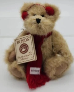 Boyds Bears Christmas Bear Plush 6" Lil Mufflebeary Red Scarf Ho Ho Ho Earmuffs - Picture 1 of 8