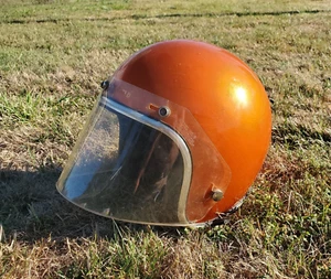 Vintage Lear Siegler Orange Motorcycle Helmet LSI-4170 Small w/ Visor! - Picture 1 of 13