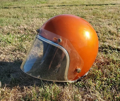 Vintage Lear Siegler Orange Motorcycle Helmet LSI-4170 Small w/ Visor! - Image 1 of 4