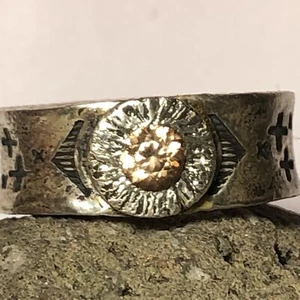 52 Ct Tw 925 Sterling Silver Natural Peach Zircon Hand Stamped Ring Size 9 3/4 - Picture 1 of 9