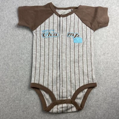 Just One You Carters Baby 12M Gris Marrón Rayas Papás Little Champ Snap Foto 1 de 4
