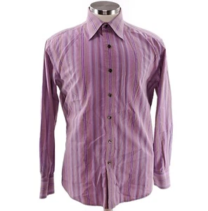 Robert Graham Mens L Purple Striped Long Sleeve Button Up Shirt 100% Cotton  - Imagen 1 de 12