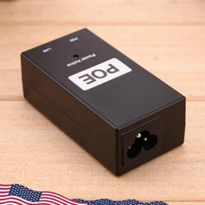 48V 0.5A 24W Desktop POE Power Injector Ethernet Adapter Surveillance CCTV - Afbeelding 1 van 5