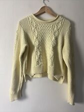 Whistles Cropped Cable Knit Cream/Yellow Jumper Size M UK 10/12