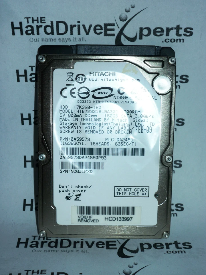 Hitachi 0A59573 MLC: DA2459 HTE723216L9A300 160gb 7200rpm SATA Hard Drive - Image 1 of 1