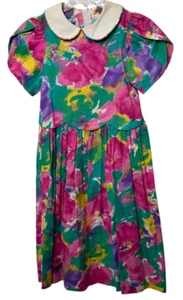 VTG 90s Y2K Cary San Francisco Size 8 Fit Flare Collar Floral Girls Short Pink - Picture 1 of 11