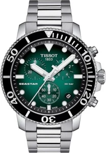 TISSOT Seastar 1000 Chronograph Green Dial Men's Watch T120.417.11.091.01 - Picture 1 of 11