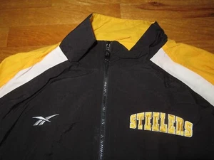 Vintage Reebok Pro-Line Label PITTSBURGH STEELERS Zippered 2X Windbreaker Jacket - Picture 1 of 8