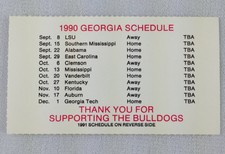 CFB Georgia Bulldogs 1990-91  Football Schedule 