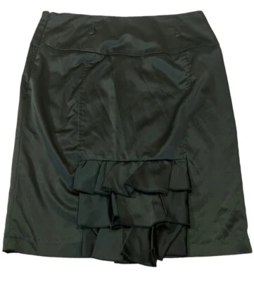 Heart Soul Womens Juniors Sz 5 Black Pencil Skirt Back Ruffles Shiny Cute - Image 1 of 4