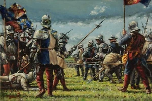 ORIGINAL BEATTIE Battle of Tewkesbury War of the Roses Henry york OIL PAINTING - Picture 1 of 1