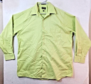 Arrow Satin Twill Green Striped Long Sleeve Button Up Shirt Mens 16.5 Large - Picture 1 of 8