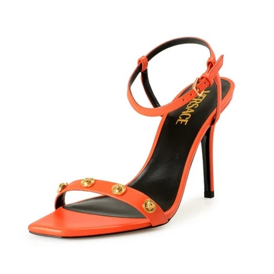 Zapatos de salón Versace para mujer dorados Medusa de cuero coral tacón EE. UU. 11 IT 41 Foto 1 de 4