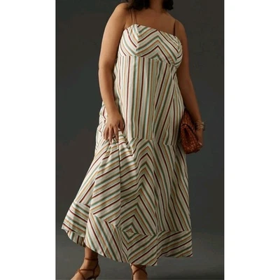 Maeve Anthropologie Striped Maxi Dress Sleeveless Plus Size 16W Beach Coastal - Image 1 of 4