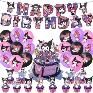 My Melody Kuromi Cartoon Happy Birthday Party Balloons Banner CakeToppers Decorㅖ - Picture 1 of 5