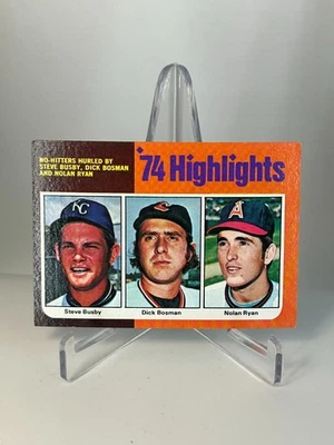 1975 Topps Mini - '74 Основные моменты Нолан Райан, Дик Босман, Стив Басби #7 - Изображение 1 из 2