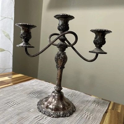 Vintage Silver-Plate Candelabra Unpolished - Image 1 of 4