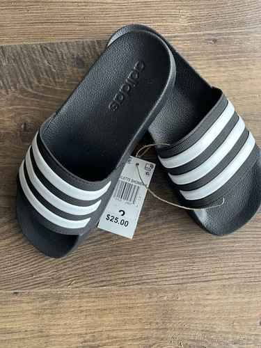 SANDALO ADIDAS ADILETTE SHOWER K SLIDE NERO BIANCO UNISEX BAMBINO NUOVO CON ETICHETTE Taglia 2