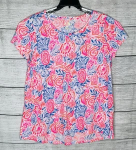 Lilly Pulitzer Etta Scoopneck Top - Resort White Lil Sun Sea Sand Size XL - Picture 1 of 5
