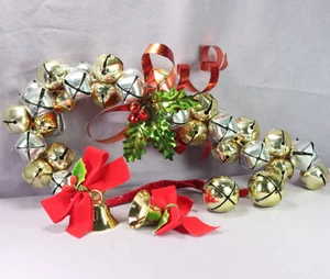 Weihnachtsglocken Deko Set Vintage Zuckerstange Wandhänger mehr gold silberfarben - Bild 1 von 12