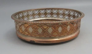 Antique Silver Plated on Copper Wine Bottle Coaster - Cross Keys Mark - Picture 1 of 11