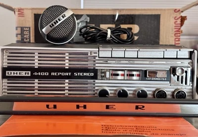 UHER 4400 Report 立体声卷轴到卷轴录音机 带麦克风、手册和盒 W. 德国 — 第 1/4 张图片