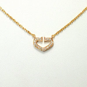 Cartier C Heart Pendant Diamond Necklace K18 Rose Gold with Box 40㎝ 16in - Picture 1 of 10