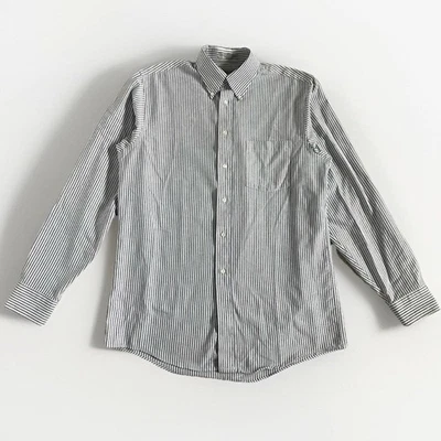 Vintage 80s Arrow Cotton Oxford Button Down 15.5 34/35 Blue Stripe Made in USA - Image 1 of 4