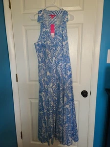 NWT Lilly Pulitzer Chrisella Shirtdress Sz 16 Resort White Aqua Lounge #005204 - Picture 1 of 11