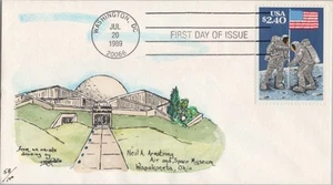 US 2419 FDC Michael TM Weddle Hand Painted Moon Landing Limited ZAYIX 061722SM46 - Picture 1 of 2