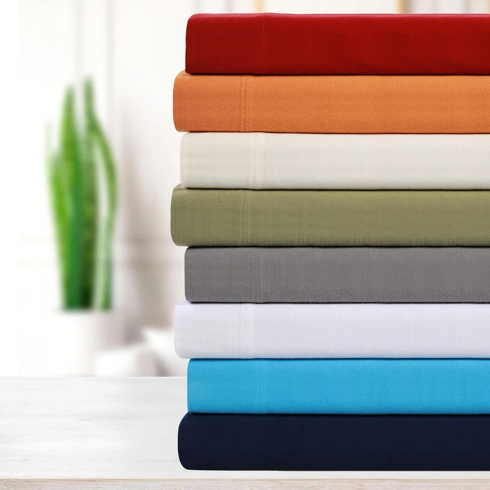 100% Cotton Flannel Solid Modern Bed Sheets Hypoallergenic Complete Sheet Set - Image 1 of 1